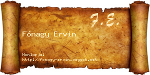 Fónagy Ervin névjegykártya